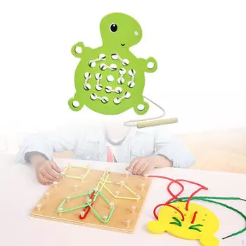 Деревянная шнуровка, мелкий двигатель, навыки, нити, игрушки, образование для малышей 3, 4, 5 лет Turtle shape