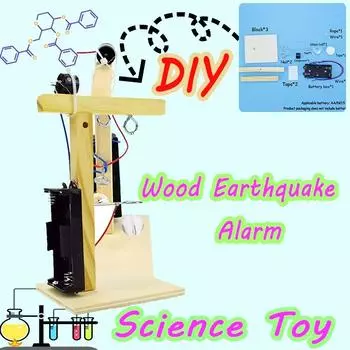 Деревянная сигнализация землетрясения Машина Наука Физический эксперимент Игрушки для детей Подростки Сборка своими руками Обучающие игрушки Подарки