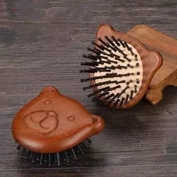 Деревянная симпатичная щетка для лица кошки антистатическая мини-щетка для волос для путешествий уход за волосами массажная расческа щетка для отдыха style 1
