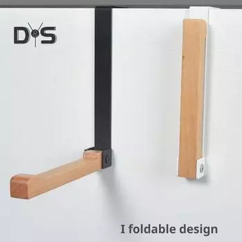 Деревянная складная вешалка для одежды, дверной крючок с противоскользящим зажимом, складная конструкция, простая установка, многофункциональный крючок для хранения, дверная вешалка для белья белый