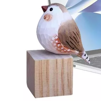 Деревянная скульптура птицы, толстая щебечущая птица с деревянной основой из щепы, художественное ремесло, коллекционная фигурка для гостиной, спальни, рабочего стола CHINA