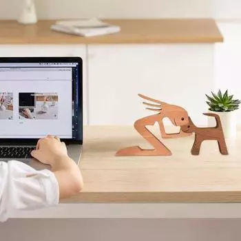 Деревянная скульптура собаки Yousheng, памятный подарок для питомца, статуя собаки и мужчины, женщины, домашний декор, фигурка семьи щенков, подарки для любителей собак A