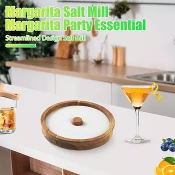 Деревянная солонка для коктейлей «Маргарита», емкость для ароматизаторов, соляной дип, диспенсер для коктейлей, коробка для приправ и сока, круглый поднос цвет старого дерева