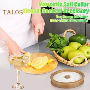 Деревянная солонка для коктейлей «Маргарита», емкость для ароматизаторов, соляной дип, диспенсер для коктейлей, коробка для приправ и сока, круглый поднос цвет старого дерева