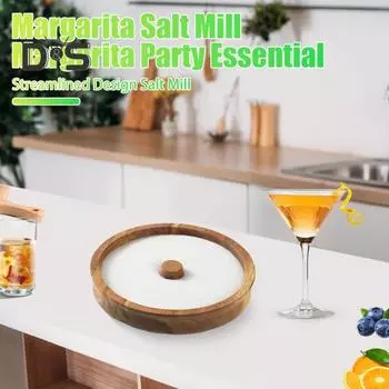 Деревянная солонка для коктейлей «Маргарита», емкость для ароматизаторов, соляной дип, диспенсер для коктейлей, коробка для приправ и сока, круглый поднос цвет старого дерева