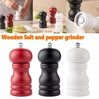 Деревянная солонка и мельница для перца Мельница для перца Солонка Горшок с высоким блеском белый