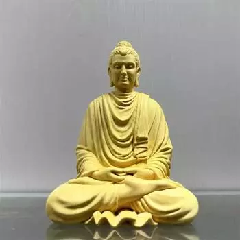 Деревянная статуэтка Будды Шакьямуни, ручная резьба по дереву, китайская статуя Будды, домашняя гостиная и спальня, фэн-шуй O