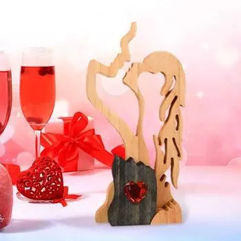 Деревянная статуэтка пары для домашнего стола, скульптура вечной любви, абстрактная статуэтка целующейся пары, подарок