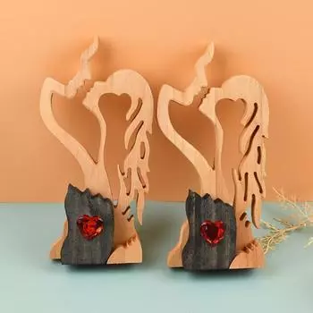 Деревянная статуэтка пары, домашний рабочий стол, скульптура вечной любви, абстрактная фигурка целующейся пары, подарок на День святого Валентина, годовщина