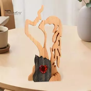 Деревянная статуэтка пары, домашний рабочий стол, скульптура вечной любви, абстрактная фигурка целующейся пары, подарок на День святого Валентина, годовщина
