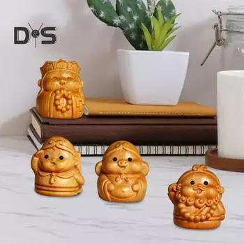 Деревянная статуэтка Сунь Укуна, неокрашенная мини-статуэтка квартета «Путешествие на Запад», ручная работа, настольный декор для домашнего офиса A