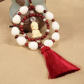 Деревянная статуя Будды, подвеска для автомобиля с кисточкой, орнамент фэн-шуй, принадлежности для рукоделия, декоративные 21,6 дюйма Red Tassels