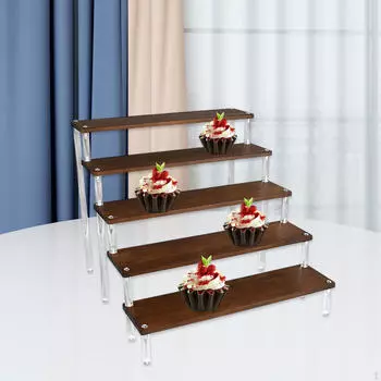 Деревянная стойка для демонстрации, держатель для кексов, 5 ярусов, полка для духов для кукол 40cm Long