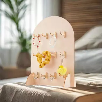 Деревянная стойка для ювелирных изделий с 12 съемными крючками, 3-уровневый органайзер для