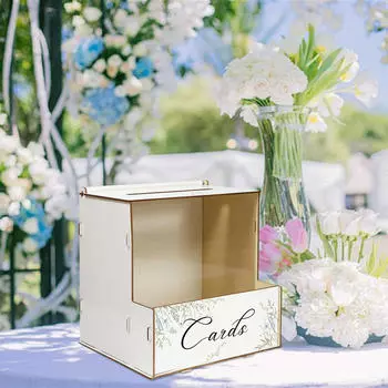 Деревянная свадебная коробка для открыток Элегантная декоративная для денег на вечеринку, годовщину