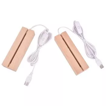 Деревянная светодиодная лампа с USB-кабелем, ночник с 3D-светодиодом, основание для лампы
