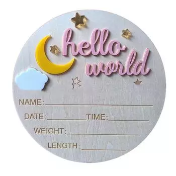 Деревянная табличка «Hello World Newborn», милая доска для объявлений о рождении ребенка розовый