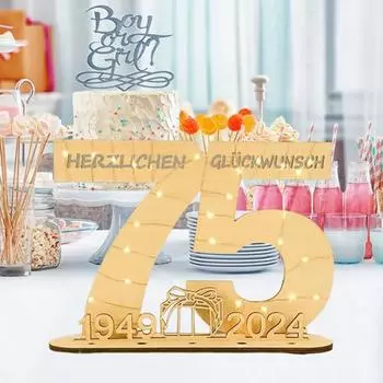 Деревянная табличка на день рождения 2024 года, гостевая книга со светодиодной подсветкой, 65/70/75/80/90-й день рождения, свадьба C