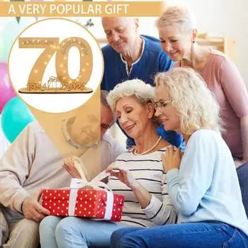 Деревянная табличка на день рождения 2024 года, гостевая книга со светодиодной подсветкой, 65/70/75/80/90-й день рождения, годовщина свадьбы, празднование, номерной знак, украшение рабочего стола C