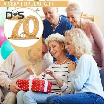 Деревянная табличка на день рождения 2024 года, гостевая книга со светодиодной подсветкой, 65/70/75/80/90-й день рождения, годовщина свадьбы, празднование, номерной знак, украшение рабочего стола C