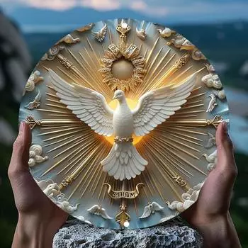 Деревянная табличка на дверь с изображением голубя, тематическая подвесная табличка с изображением птицы мира, украшение на стену, 2D, круглая, плоская