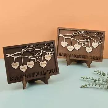 Деревянная табличка с фамилией в деревенском стиле для дома, офиса, спальни, рабочего стола, декоративного знака с именем в виде сердца A