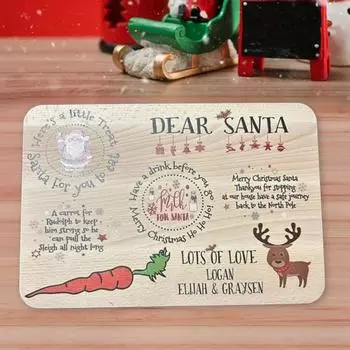 Деревянная тарелка для печенья Yousheng Santa, дорогой Санта, рождественское угощение, поднос для молочных десертов, поднос для сервировки в канун Рождества для семейной вечеринки wood