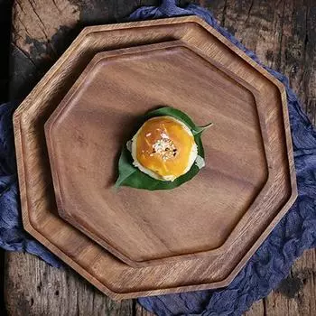 Деревянная тарелка Поднос для сервировки Тарелка из акации Десертное блюдо для закусок Тарелка для фруктов Домашняя сервировочная тарелка для отеля Поднос для чая Посуда