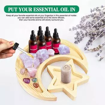 Деревянная тарелка с луной и звездами, поднос для украшений, гладкий край, без заусенцев, сервировочный поднос для десертов, украшение на Рамадан A