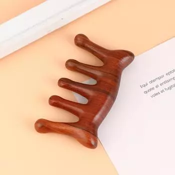 Деревянная терапевтическая массажная расческа для головы, лица, кожи головы, массажер Гуа Ша, натуральный сандал для лица, широкий зуб Гуа Ша, соскребающий массаж тела