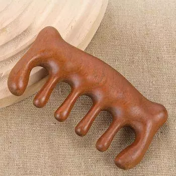 Деревянная терапевтическая массажная расческа для головы, лица, кожи головы, массажер Гуа Ша, натуральный сандал для лица, широкий зуб Гуа Ша, соскребающий массаж тела