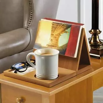 Деревянная треугольная подставка для книг, настольная подставка для кофе и чая, книжный уголок, подставка для чтения, ночная тумбочка, подставка для книг, подарок для любителей книг цвет старого дерева