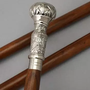 Деревянная трость ручной работы премиум-класса для мужчин и женщин. Трость с красивой ручкой. Трость с серебряной и золотой головкой. 91.44 cm золотистый