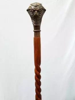 Деревянная трость ручной работы Spiarl с алюминиевой ручкой Joker, трость для ходьбы из дерева с выгравированным дизайном для мужчин и женщин ПОДАРОК M аэро