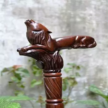 Деревянная трость с изображением волка, 94 см, резная вручную, уникальная трость ручной работы с текстурой натурального дерева