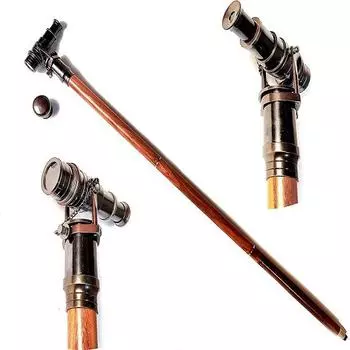 Деревянная трость/трость для ходьбы с винтажной телескопической ручкой из латуни в викторианском стиле (Античный черный )