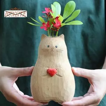 Деревянная ваза для кошек ручной работы, центральная часть стола для рукоделия из смолы Wooden Color