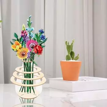 Деревянная ваза-головоломка для цветов с держателем для стебля, прочная подставка для цветочного букета своими руками
