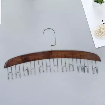 Деревянная вешалка для галстуков, пояс, аксессуары, шкаф для хранения, экономящий место, подвесной органайзер с 12 Dark Brown