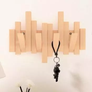 Деревянная вешалка для одежды, настенные крючки для хранения вещей, прочные, выдерживающие нагрузку, простые в установке, современные 4pcs коричневый