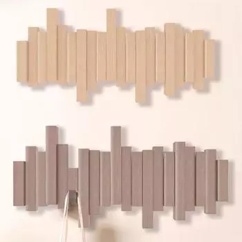 Деревянная вешалка для одежды, настенные крючки для хранения, прочные, выдерживающие нагрузку, простые в установке, современные крючки, вешалка для одежды 4pcs коричневый