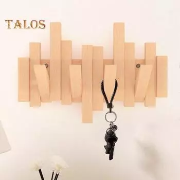 Деревянная вешалка для одежды, настенные крючки для хранения, прочные, выдерживающие нагрузку, простые в установке, современные крючки, вешалка для одежды 4pcs коричневый