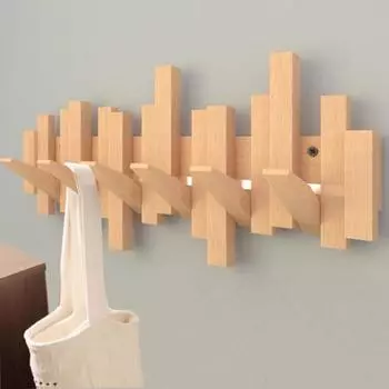 Деревянная вешалка для одежды Yousheng, настенные крючки для хранения, прочные, выдерживающие нагрузку, простые в установке, современные крючки, вешалка для одежды 4pcs коричневый