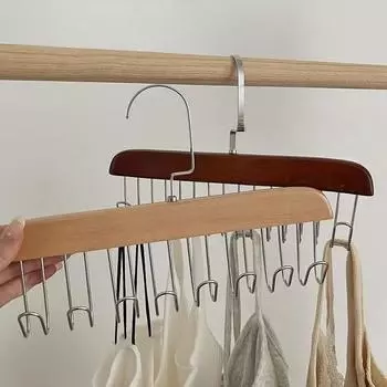 Деревянная вешалка Многофункциональная вешалка для нижнего белья Хранение артефактов Бытовая общежитие Крючок из цельного дерева Сушильная стойка