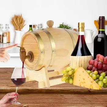 Деревянная винная бочка 1,5 л, сосновая пивная бочка, герметичная бочка для виски, диспенсер для бренди премиум-класса, бочка для хранения вина с