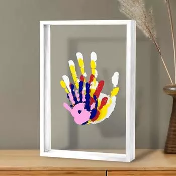 Деревянная витрина Shadow Box для украшения дома с прозрачным четырехслойным дизайном ручной печати белый
