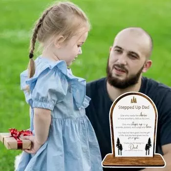 Деревянная вывеска ко Дню отца с основанием, деревенская, с подставкой для папы, украшение для домашнего офиса, рабочего стола