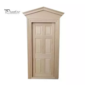 Деревянная заготовка 6-панельная модель двери Детская игрушка DIY Миниатюрный 1/12 Декор кукольного дома