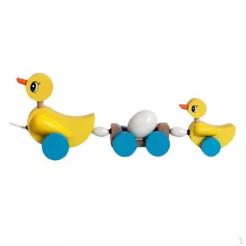 Деревянная желтая утка, игрушечный поезд, который можно тянуть за собой, для малышей от 1 года и старше, подарок