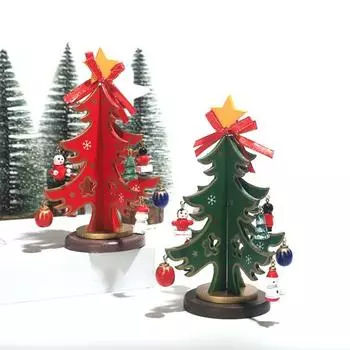 Деревянное 3D украшение для рождественской елки, сделай сам, ручной работы, подвесной колокольчик Санта-Клауса, снеговик, медведь, съемный настольный орнамент, вечерние, рождественский подарок S зелёный